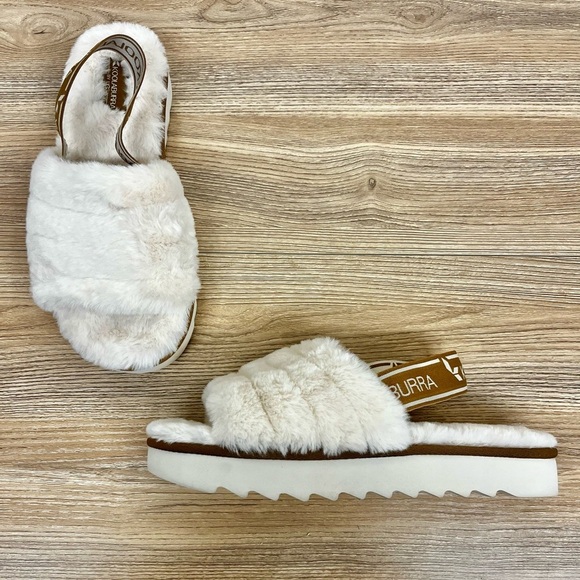 Koolaburra Shoes - Kookaburra UGG Platform Slippers White/Tan - Size 8